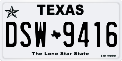 TX license plate DSW9416