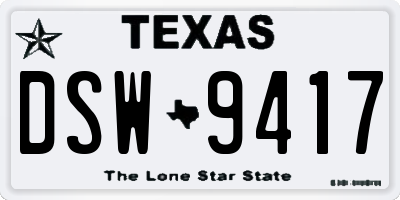 TX license plate DSW9417
