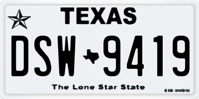 TX license plate DSW9419