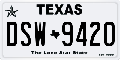 TX license plate DSW9420