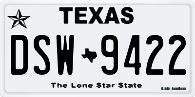 TX license plate DSW9422