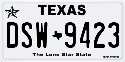 TX license plate DSW9423
