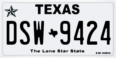 TX license plate DSW9424
