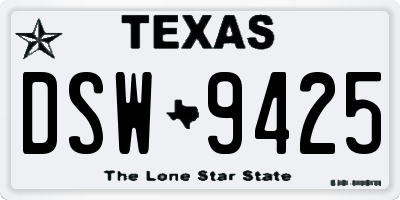 TX license plate DSW9425