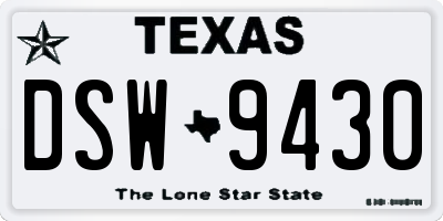 TX license plate DSW9430