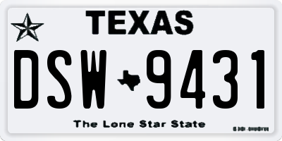 TX license plate DSW9431