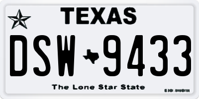 TX license plate DSW9433
