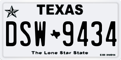 TX license plate DSW9434