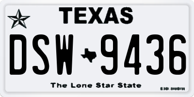 TX license plate DSW9436