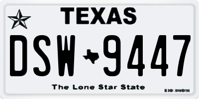 TX license plate DSW9447