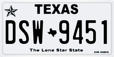TX license plate DSW9451