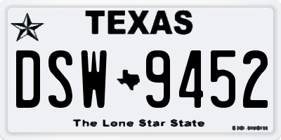 TX license plate DSW9452