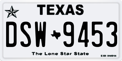 TX license plate DSW9453
