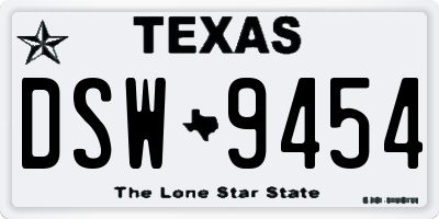 TX license plate DSW9454