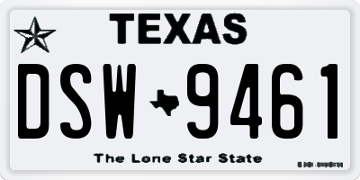 TX license plate DSW9461