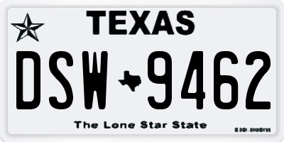 TX license plate DSW9462