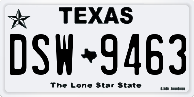 TX license plate DSW9463