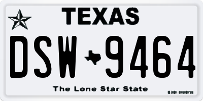 TX license plate DSW9464
