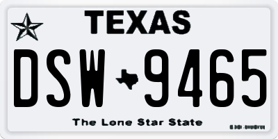 TX license plate DSW9465