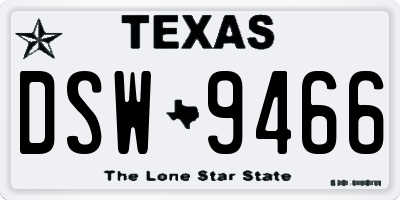 TX license plate DSW9466