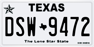 TX license plate DSW9472