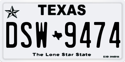 TX license plate DSW9474