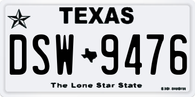TX license plate DSW9476