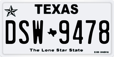 TX license plate DSW9478
