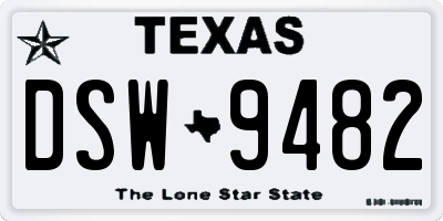 TX license plate DSW9482