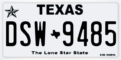 TX license plate DSW9485