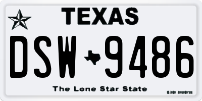 TX license plate DSW9486