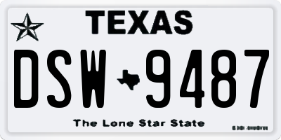 TX license plate DSW9487