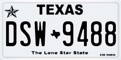 TX license plate DSW9488