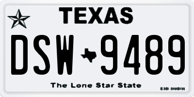 TX license plate DSW9489