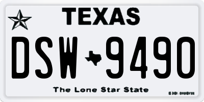 TX license plate DSW9490