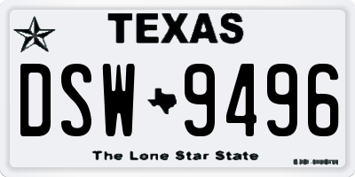 TX license plate DSW9496