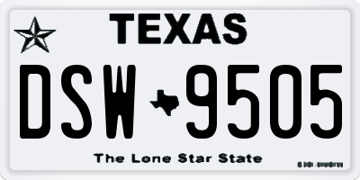 TX license plate DSW9505