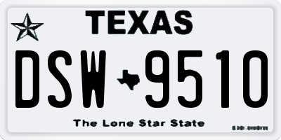TX license plate DSW9510