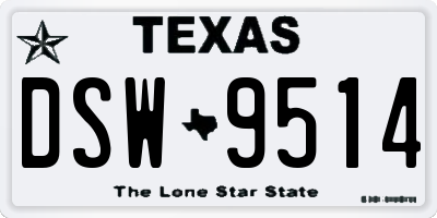 TX license plate DSW9514