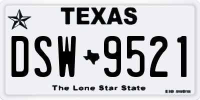 TX license plate DSW9521
