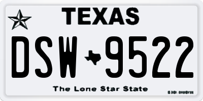 TX license plate DSW9522