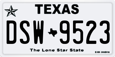 TX license plate DSW9523