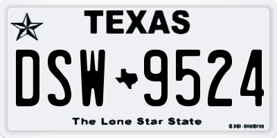 TX license plate DSW9524