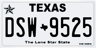 TX license plate DSW9525