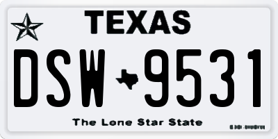 TX license plate DSW9531