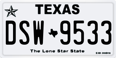 TX license plate DSW9533