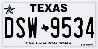 TX license plate DSW9534