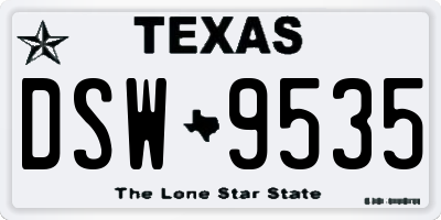 TX license plate DSW9535