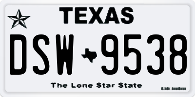 TX license plate DSW9538