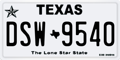 TX license plate DSW9540